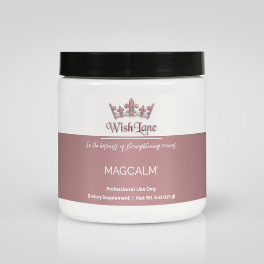 Supplement facts for Mega Calm featuring 300 mg of magnesium bisglycinate per serving for relaxation, muscle support, and heart health.