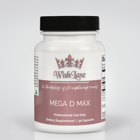 Mega D Max supplement facts featuring 10,000 IU of vitamin D3 and 180 mcg of vitamin K2 (MenaQ7® PRO) for bone health, calcium absorption, and cardiovascular support.